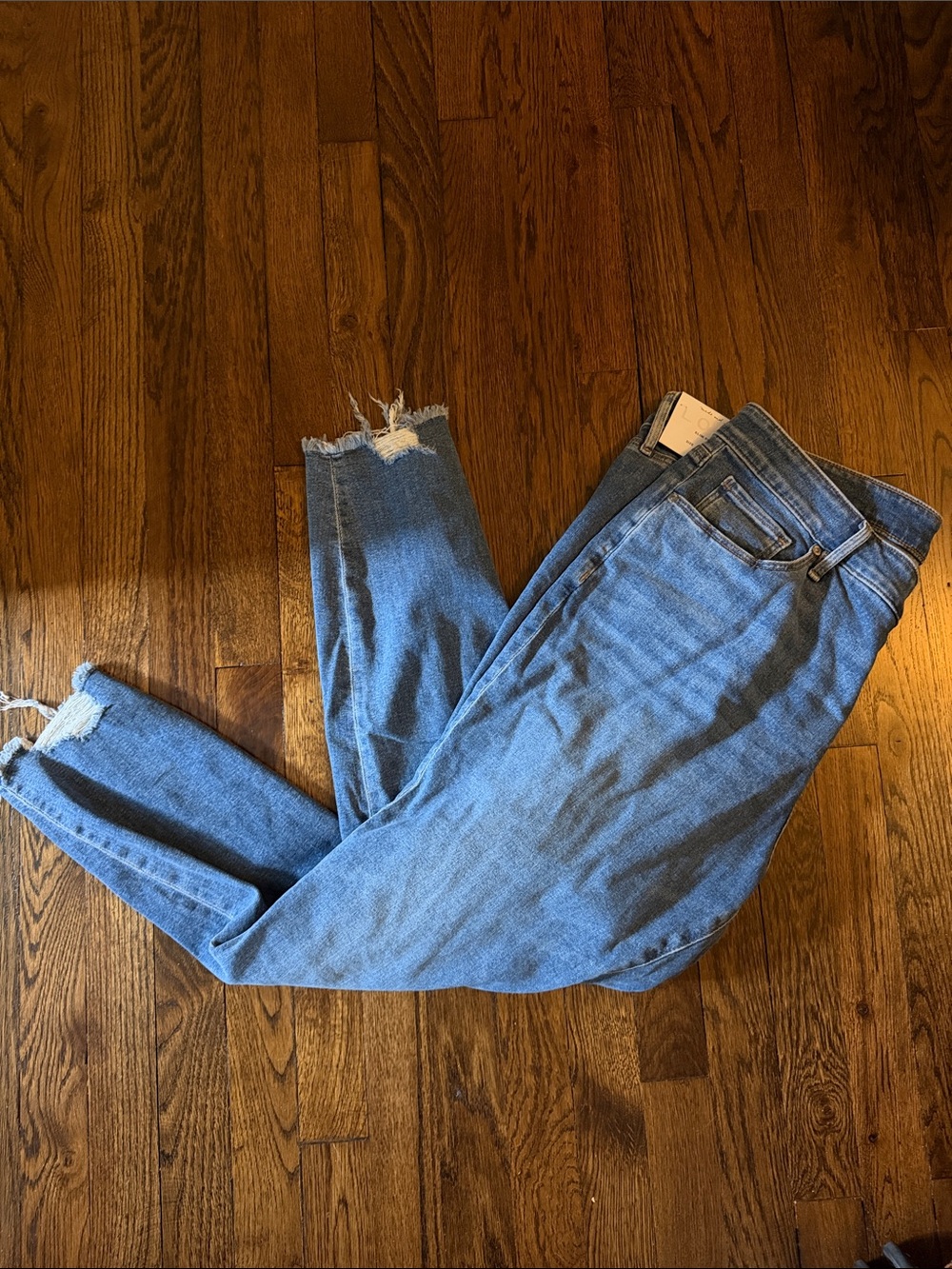 LOFT Light Blue Ripped Skinny Jeans